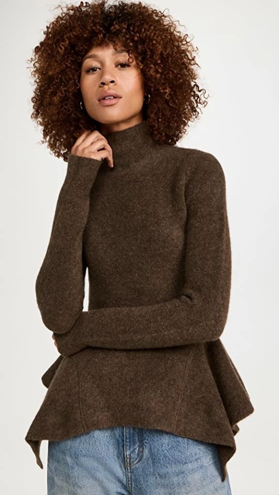 Turtle & Mock Necks * | Cheap Proenza Schouler Midweight Wool Turtleneck Sweater Dark Taupe