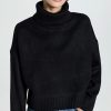 Turtle & Mock Necks * | Cheap 525 Airspun Relaxed Turtleneck Black