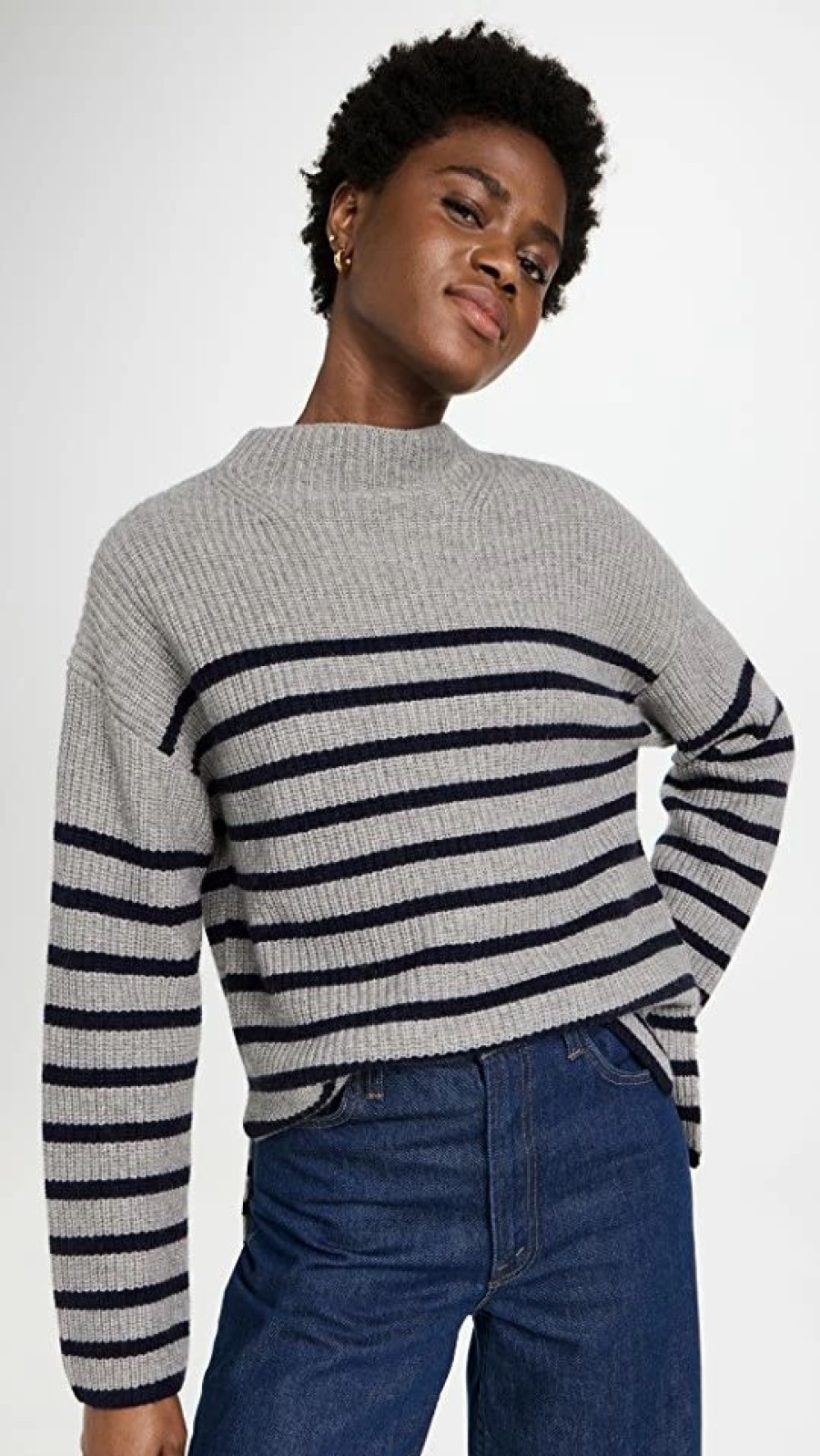 Turtle & Mock Necks * | Outlet Rails Claudia Sweater Heather Navy Stripe