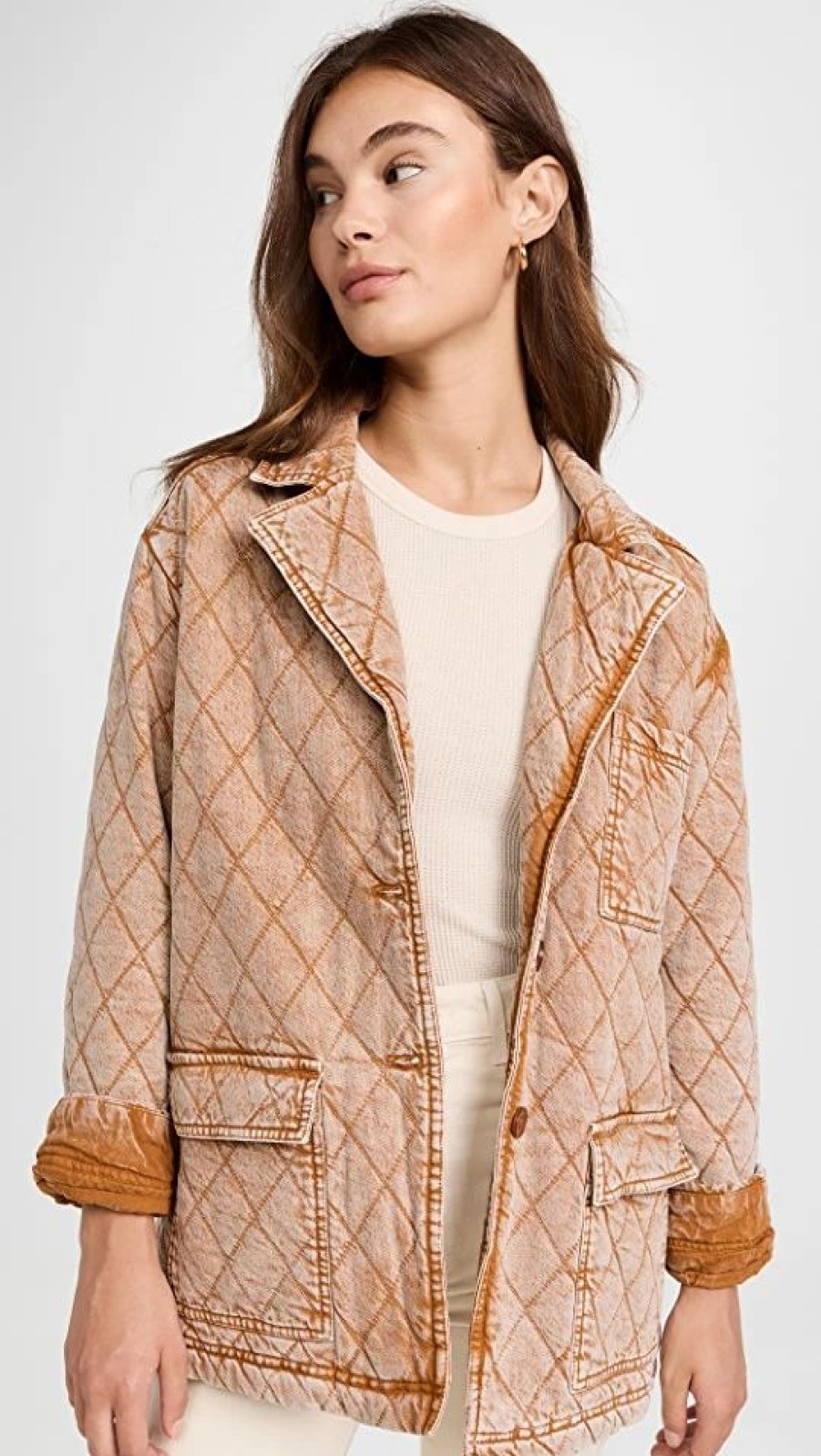 Jean Jackets * | Discount Young Fabulous & Broke Walker Quilted Jacket Butterscotch Mineral