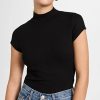 Turtle & Mock Necks * | Hot Sale Lna Zelie Mock Neck Rib Tee Black