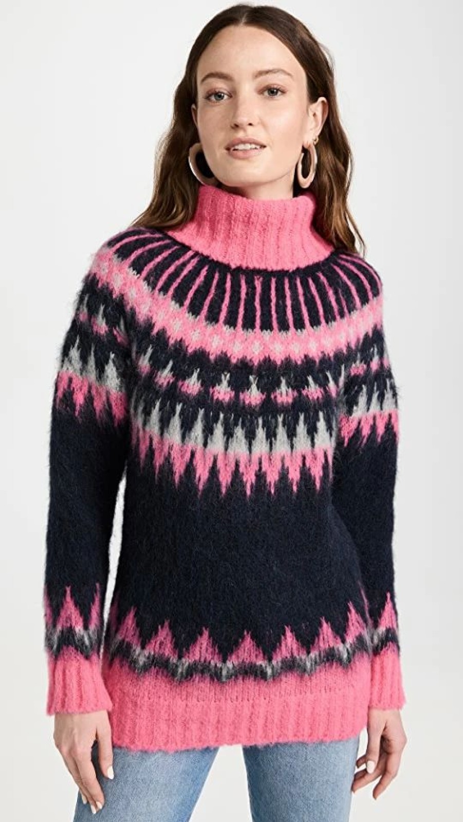 Turtle & Mock Necks * | Buy Naadam Alpaca Fair Isle Turtleneck Navy Combo