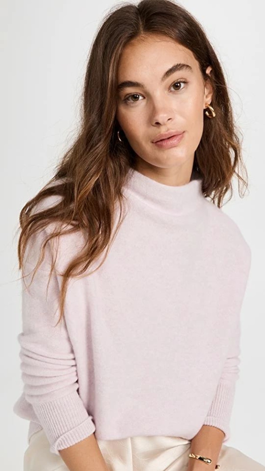 Turtle & Mock Necks * | Top 10 Vince Funnel Neck Cashmere Sweater Pale Iris