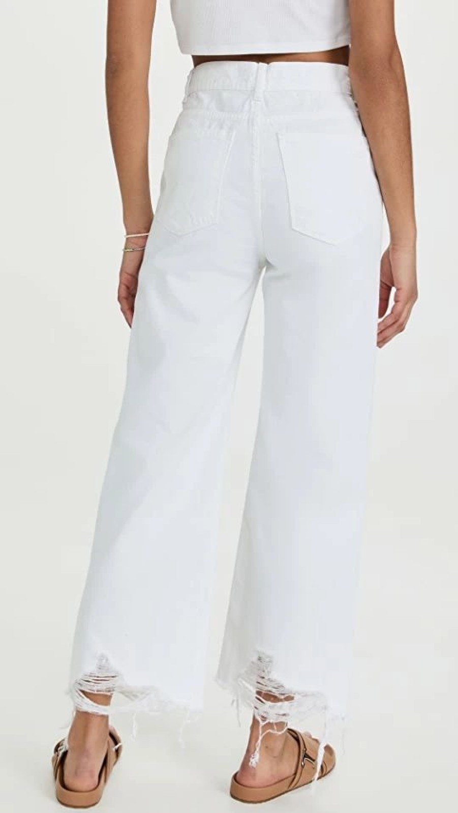 Distressed Jeans * | New Dl1961 Hepburn Wide Leg High Rise Jeans White Distressed